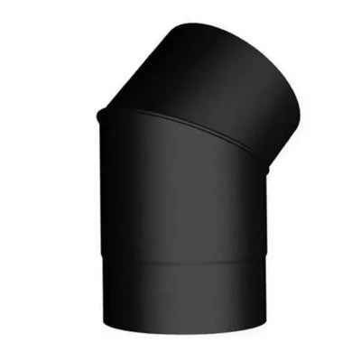 A black vitreous pipe 45 degree elbow against white background