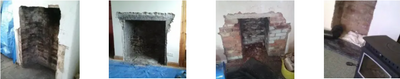 four completed fireplace breakouts by stove installer Julian Patrick