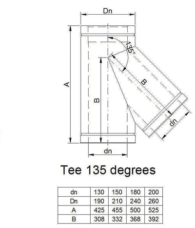 Duraflue Twin Wall Flue DTW 135 degree tee is the first part outside of the house (requires soot collection door)