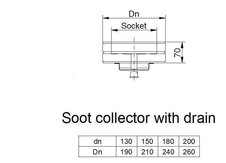Duraflue Twin Wall Flue DTW Soot collection sweep door with drain (usually goes with 135 degree T or 90 degree T)