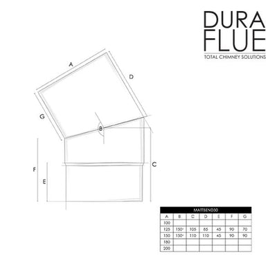 Duraflue Vitreous flue pipe Vitreous pipe: 6" heavy-grade vitreous elbow 30 degrees VITBEND30X6