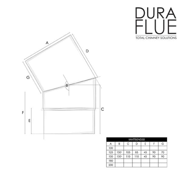 Duraflue Vitreous flue pipe Vitreous pipe: 6" heavy-grade vitreous elbow 30 degrees VITBEND30X6