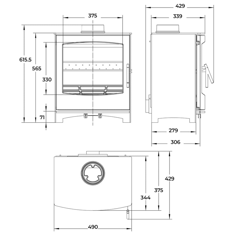 Mi Flues Tinderbox Wood Burning Stove Medium Installer Package