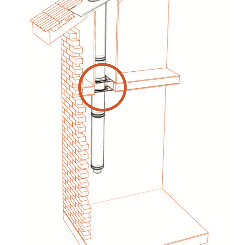 Silvacore Pro by Duraflue Ventilated firestop support set (used to support flue on joists): 5", 6", Silver, Black.