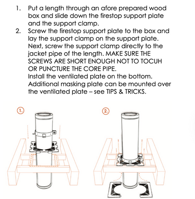 Silvacore Pro by Duraflue Ventilated firestop support set (used to support flue on joists): 5", 6", Silver, Black.