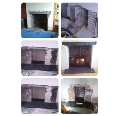 examples of opened up fireplaces as completed by stove installer Julian Patrick