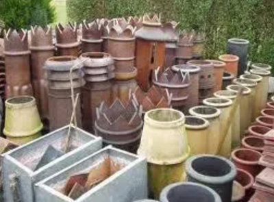 Multiple chimney pots in a builders yard