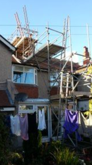 Scaffolding ready for chimney liner install