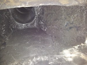 looking up inside a pot-lined chimney