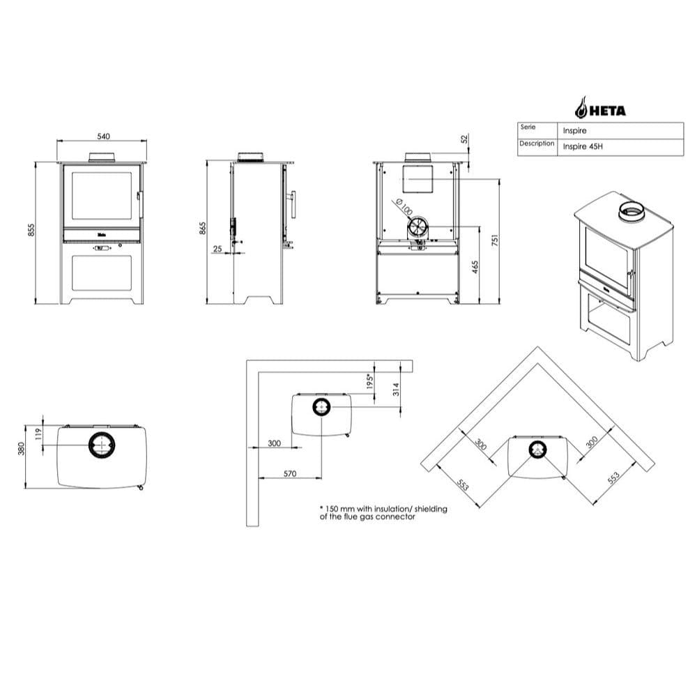 Heta Inspire 45 Wood Burning Stove 5kW – Stovefitter's Warehouse
