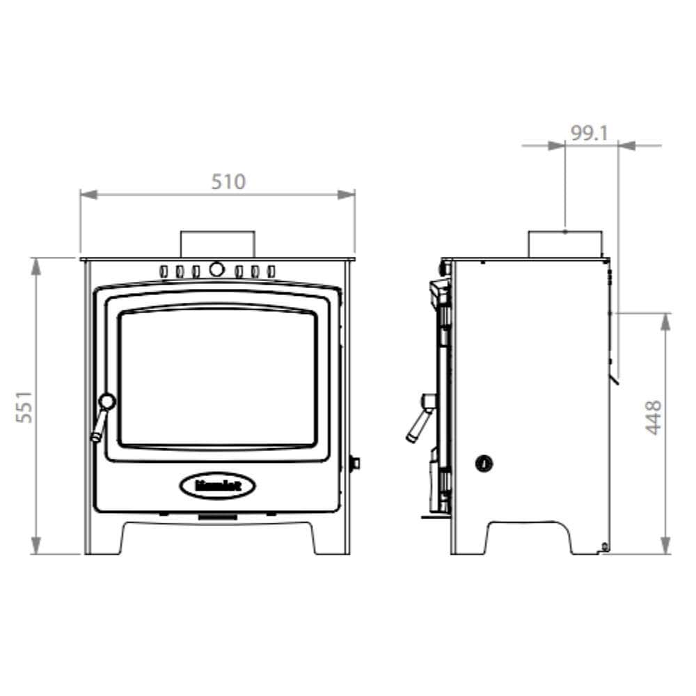 Hamlet Solution 5 Multifuel Widescreen Wood Burning Stove 5kW S4 Briti –  Stovefitter's Warehouse