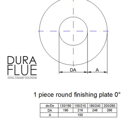 Duraflue Twin Wall Flue DTW 0 degree finishing plate (1 part) round