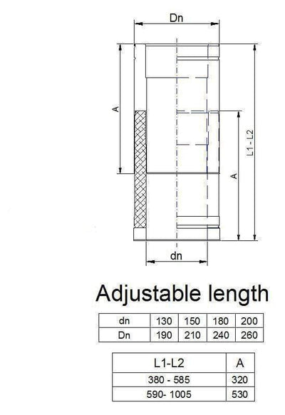 Duraflue Twin Wall Flue DTW adjustable length