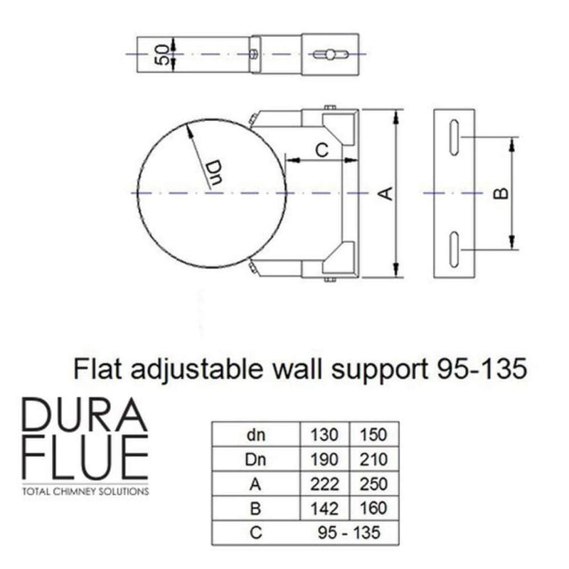 Duraflue Twin Wall Flue DTW Adjustable wall bracket