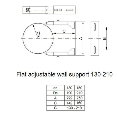 Duraflue Twin Wall Flue DTW Adjustable wall bracket: 6", Silver, Black.