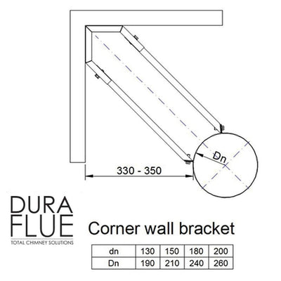Duraflue Twin Wall Flue DTW Corner wall bracket