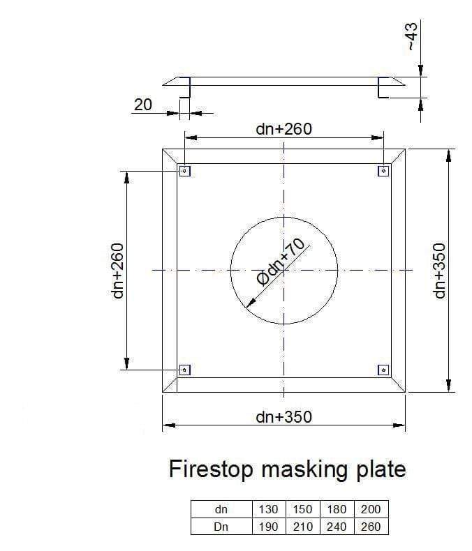Duraflue Twin Wall Flue DTW Firestop masking plate (improves aesthetics of Ventilated Firestop Plate) FOR CEILINGS