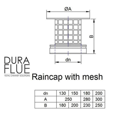 Duraflue Twin Wall Flue DTW Rain cowl with mesh