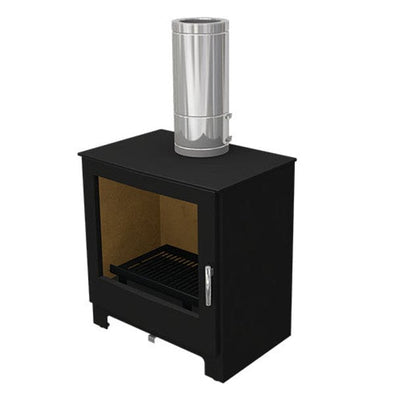 Duraflue Twin Wall Flue DTW REMOVABLE 50cm length: connects directly into stove (snout downwards): 5", 6", Silver, Black.
