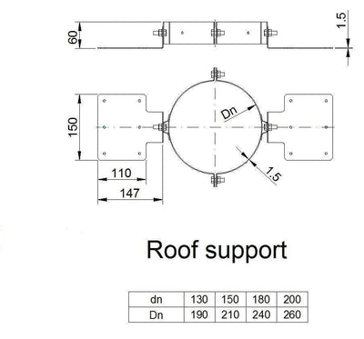 Duraflue Twin Wall Flue DTW Roof rafter support (not load bearing, lateral support only)