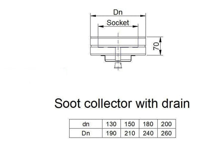 Duraflue Twin Wall Flue DTW Soot collection sweep door with drain (usually goes with 135 degree T or 90 degree T)