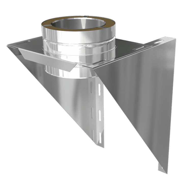 Duraflue Twin Wall Flue Silver 5" DTW Base support bracket adjustable (7-16cm from wall to pipe)