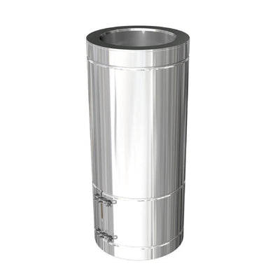 Duraflue Twin Wall Flue Silver 5" DTW REMOVABLE 50cm length: connects directly into stove (snout downwards)